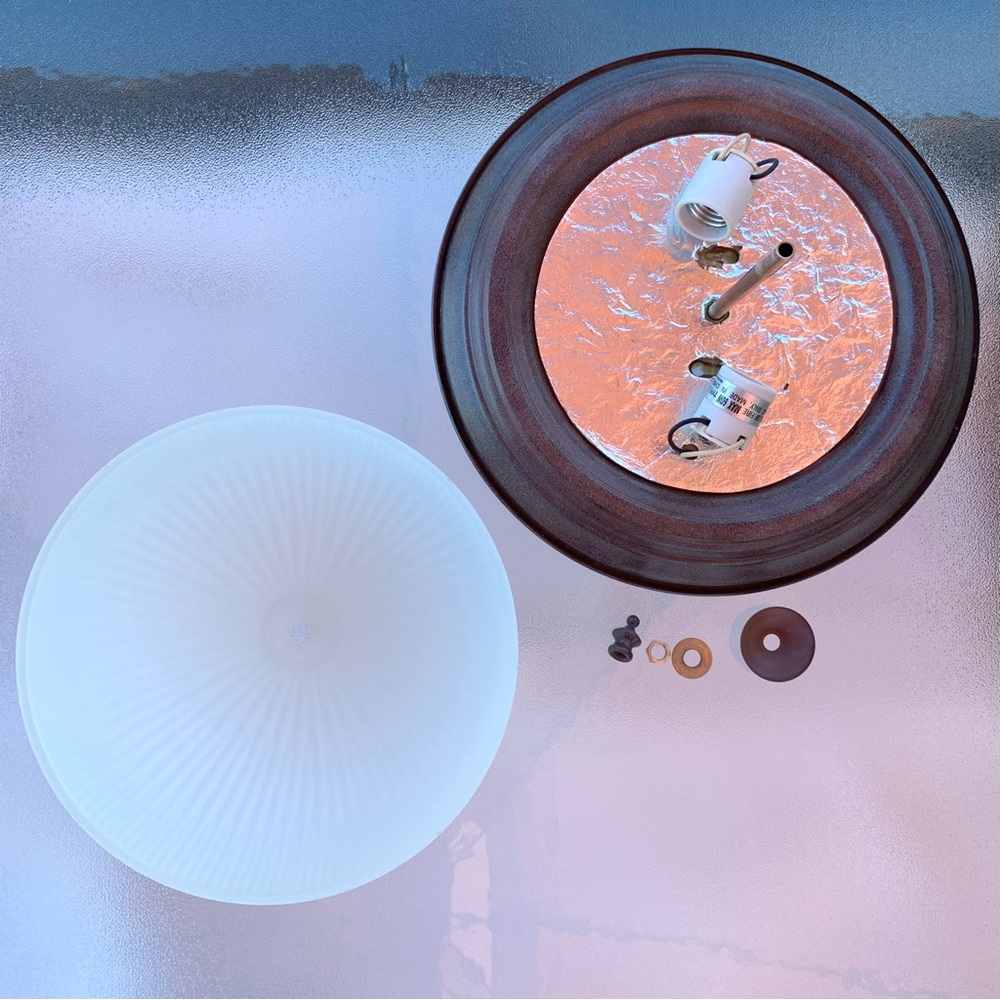 Bronze Colored and Frost White 2-Light Flush Mount Ceiling Light Fixture - Picture 3 of 6